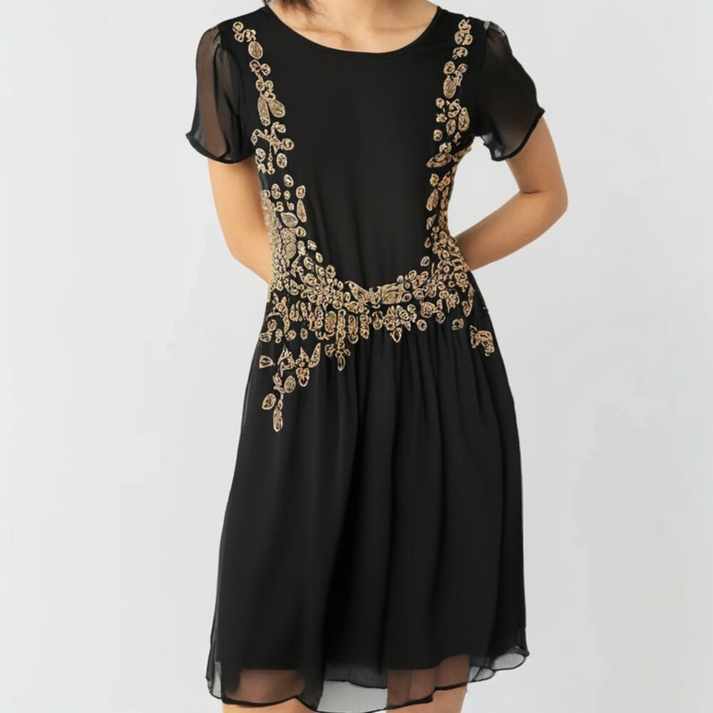 ASOS black embellished gold party dress